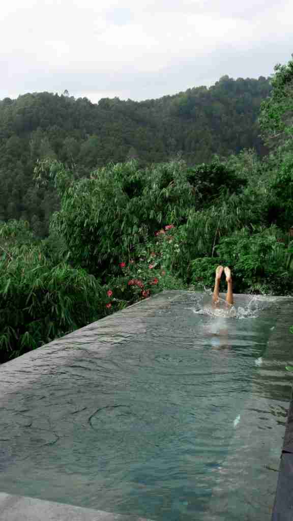 Infinity pool at Munduk Cabins overlooking the lush Bali jungle — a dreamy escape into nature featured on Bohemian Bela.